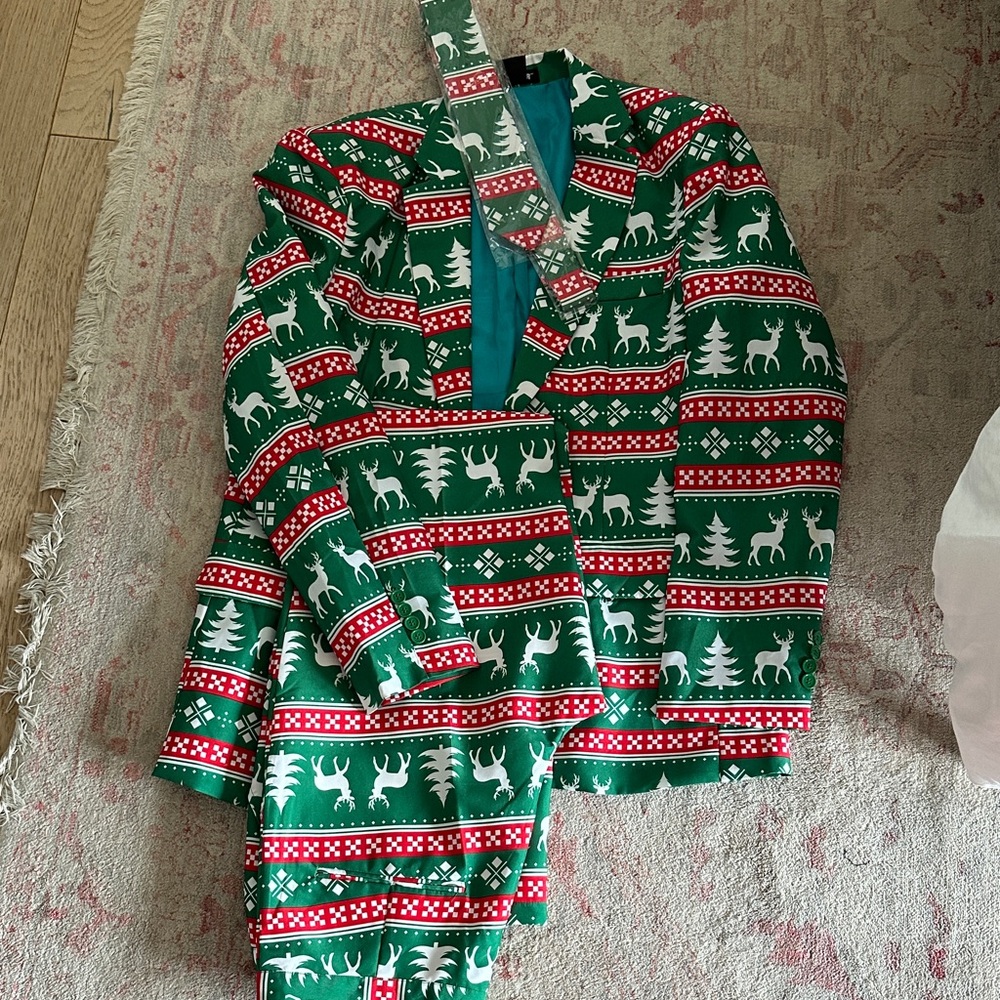 Festive Green and Red Holiday Suit